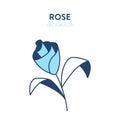 Rose flower icon. Vector illustration of a beautiful single rose flower