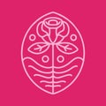 Rose Flower illustration Monoline Vector Logo, Beauty Flora vintage badge, creative emblem Design For Tshirt