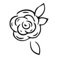 The Rose. Flower with a leaf. Little flower. Vector illustration. Simple hand drawn icon