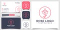 Rose flower logo design inspiration simple lines. Cosmetics, Spa, Beauty salon Decoration Boutique vector logo. icon and business