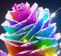 Rose flower made of crystals and diamonds, multicolored rose illustration. Generative Ai