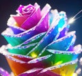 Rose flower made of crystals and diamonds, multicolored rose illustration. Generative Ai Royalty Free Stock Photo