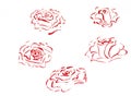 Rose flower outline brush work abstract painting Royalty Free Stock Photo