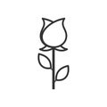 Rose Flower Outline Flat Icon on White