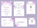 Rose Flower Printed Wedding Invitation Card, Dinner Menu, Save The date, Kindly Reply or RSVP, Table No and Thank