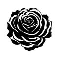 Rose flower silhouette logo isolated on white background Royalty Free Stock Photo