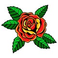 rose flower in tattoo style. Design element for poster, card, banner, flyer, emblem, sign.