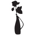 Rose flower in vase black silhouette, vector illustration Royalty Free Stock Photo