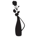 Rose flower in vase black silhouette, vector illustration Royalty Free Stock Photo