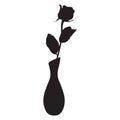 Rose flower in vase black silhouette, vector illustration Royalty Free Stock Photo