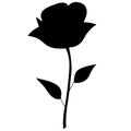 Rose flower. Vector illustration. Silhouette of a blossoming rose. Flower on an isolated white background. Royalty Free Stock Photo