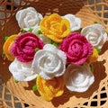 Rose flowers crochet pattern background texture