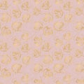 Rose flowers gold glitter seamless pattern Royalty Free Stock Photo