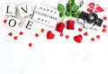 Rose flowers red hearts decoration photo camera Valentines Day Royalty Free Stock Photo