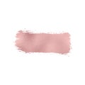 Rose foil texture brush stroke. Smudge glitter pink, sparkle glossy paint on the white background. Vector illustration