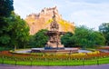 Rose Fountain with Edinburgh Castle Royalty Free Stock Photo