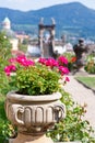 Rose garden, castle gardens, town Decin, North Bohemia, Czech republic