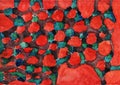 Rose garden. Red roses aquarelle texture. Beautiful great design for any purposes. Abstract background. Watercolor print. Abstract