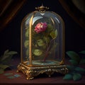 Generative AI: rose in a glass box