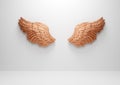 Rose gold angel wings on wall template Royalty Free Stock Photo