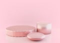 rose gold background product, empty pink podium for product display platform concept