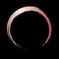 Rose gold circle frame. Rose gold gradient circle with vector golden paint brush texture on black background. Round Royalty Free Stock Photo