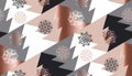 Rose gold color abstract xmas tree geometry