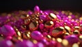 Rose and gold color beads close-up