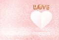 Rose Gold 3d love and white paper heart shape floating in pastel Royalty Free Stock Photo