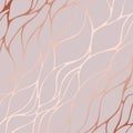 Rose gold. Decorative vector pattern with floral elements