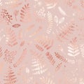 Rose gold. Floral pattern. Imitation of the foil surface. Decorative pattern for design