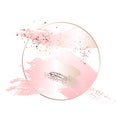 Rose gold foil art. Tender soft pink decoration circle. Fluid art. Applicable for design covers, presentation, invitation, flyers Royalty Free Stock Photo