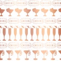 Rose gold foil cocktail glass vector pattern Royalty Free Stock Photo