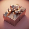Rose gold gift box with bow Royalty Free Stock Photo