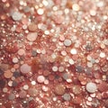 Rose gold glitter bokeh texture background, rose gold - bright and pink champagne sparkle glitter pattern background Royalty Free Stock Photo