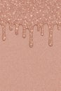 Rose gold glitter cascade: a textured background where shimmering sparkles descend in a dripping pattern, illuminating a solid, Royalty Free Stock Photo
