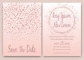 Rose gold glitter pink wedding card invitation Royalty Free Stock Photo