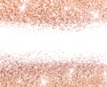 Rose gold glitter on white background in vintage colors