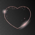 Rose gold glowing heart shape frame Royalty Free Stock Photo