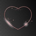 Rose gold glowing heart shape frame Royalty Free Stock Photo