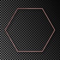 Rose gold glowing hexagon frame with shadow