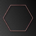 Rose gold glowing hexagon frame with shadow