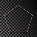 Rose gold glowing pentagon shape frame with shadow