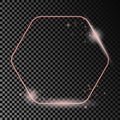 Rose gold glowing rounded hexagon frame