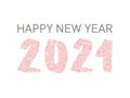 Happy New Year wishes, 2021 of pink gold confetti scatter. Chic celebration banner