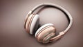 Rose gold headphones. 3D illustration