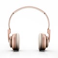 Rose gold headphones isolated on white background. 3D illustration