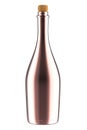 Rose Gold Metal Bottle of Sparkling Wine or Champagne Isolated on White Background. Royalty Free Stock Photo