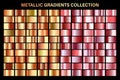 Rose gold and orange, bronze glossy gradient, metal foil texture. Color swatch set. Collection of high quality vector Royalty Free Stock Photo