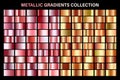 Rose gold and orange, bronze glossy gradient, metal foil texture. Color swatch set. Collection of high quality vector Royalty Free Stock Photo